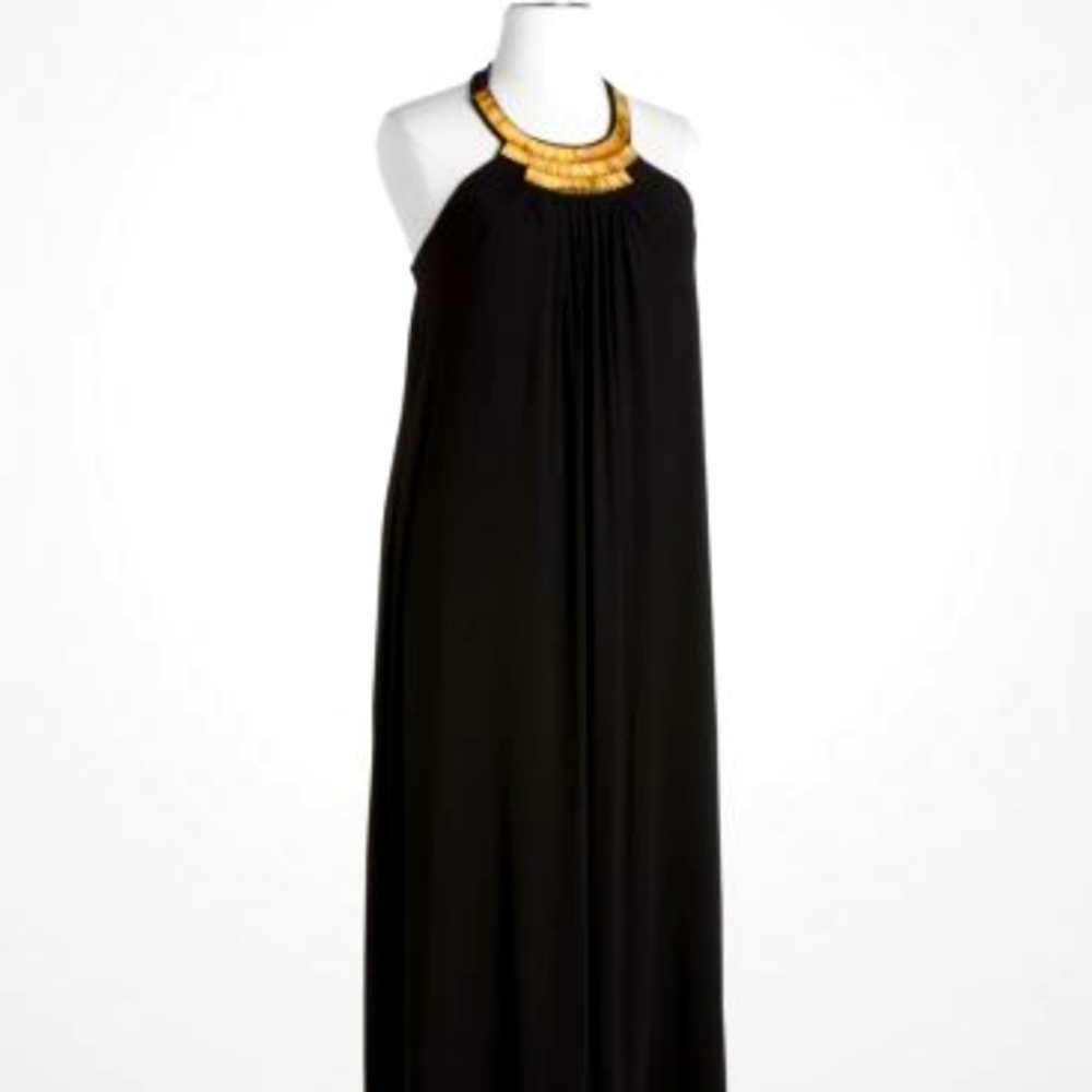 AMANDA CHARLES BLACK MAXI WITH GOLD EMBELLISHMENT